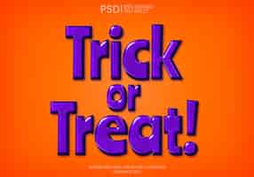 Free PSD halloween trickortreat purple and orange text effect