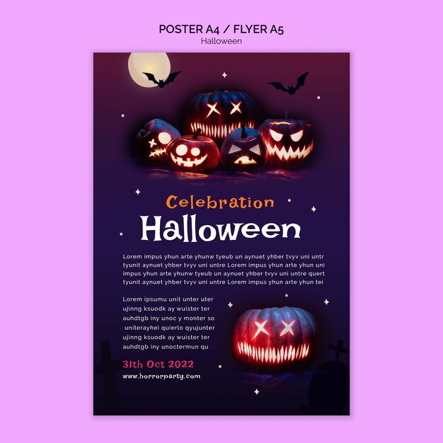 Хэллоуин вертикальный шаблон плаката со страшными тыквами