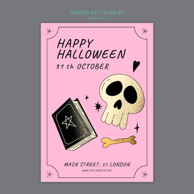 Free PSD halloween vertical poster template with shiny texture