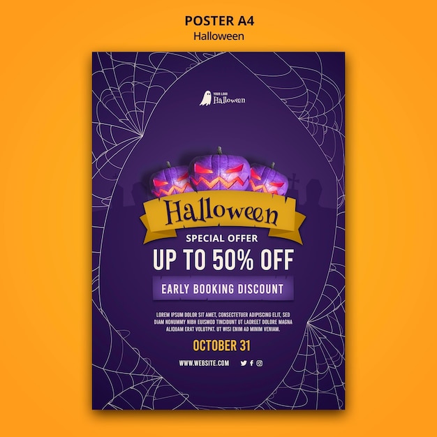 無料PSD ハロウィン縦型プリントテンプレート