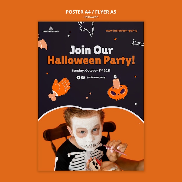 PSD gratuito modello di stampa verticale di halloween