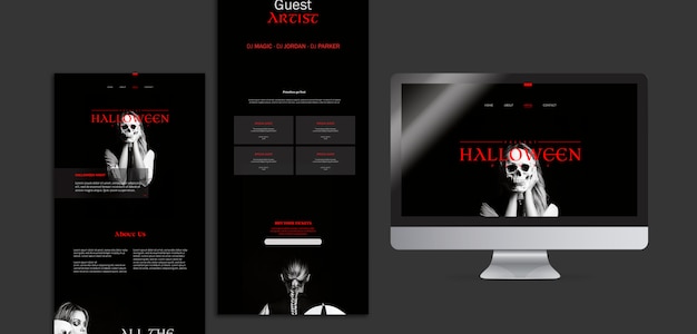 Halloween Woman Mock-Up on Variety of Digital Desktop: Free PSD Templates Download