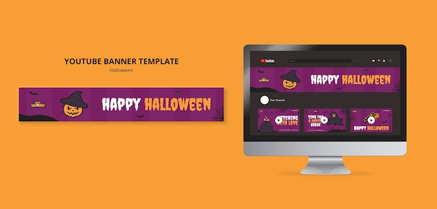 Free PSD halloween youtube channel art template design