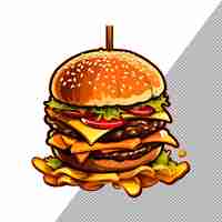 Free PSD hamburger isolated on background