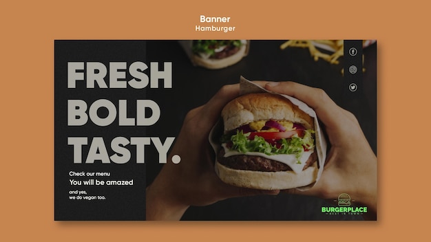 Hamburger restaurant banner template – Free PSD download