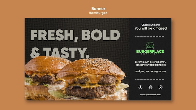 PSD gratuito modello di banner ristorante hamburger