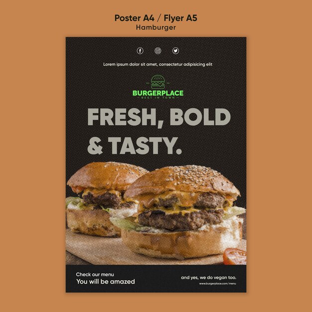 Hamburger restaurant flyer template