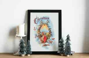 Free PSD hand drawing photo of christmas day