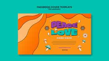 Free PSD hand drawn 70's aesthetic facebook cover