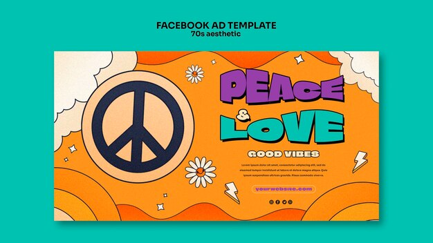 Hand drawn 70's aesthetic facebook template