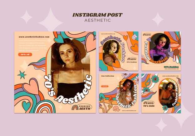 Post di instagram estetici anni '70 disegnati a mano