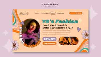 Free PSD hand drawn 70s aesthetic landing page