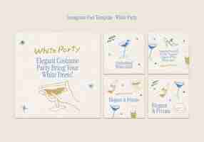 無料PSD 手描きのすべて白いパーティーの instagram 投稿