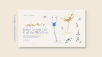 Free PSD hand drawn all white party landing page