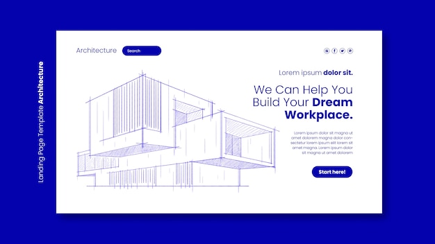 Free PSD hand drawn architecture project landing page