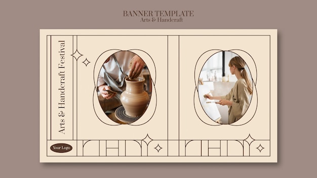 Free PSD hand drawn arts and handcraft banner template