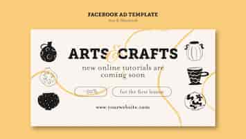 PSD gratuito modello di facebook per arti e artigianato disegnato a mano