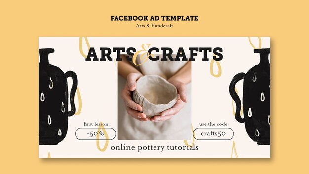 Hand drawn arts and handcraft facebook template