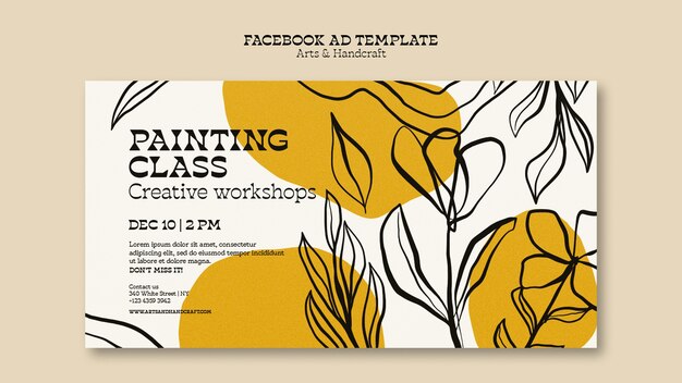Hand drawn arts and handcraft facebook template