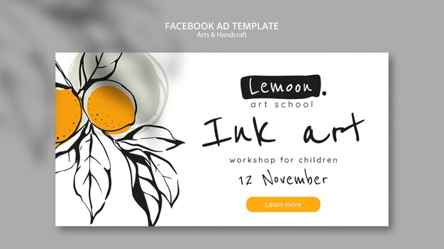 Free PSD hand drawn arts and handcraft facebook template