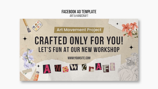 Free PSD hand drawn arts and handcraft facebook template