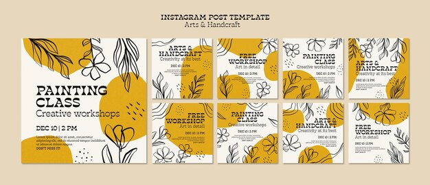 Hand drawn arts and handcraft instagram posts