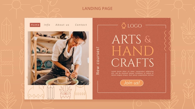 Free PSD hand drawn arts and handcraft landing page