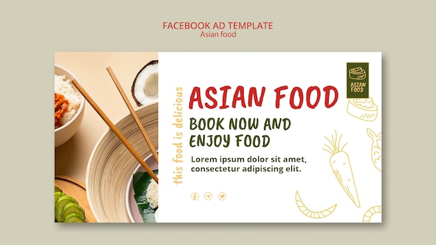 Free PSD hand drawn asian food template