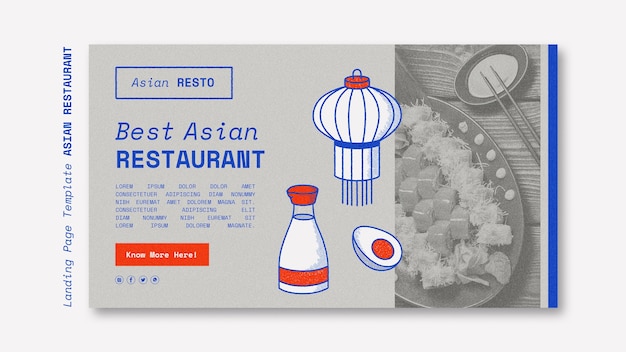 PSD gratuito modello di cibo asiatico disegnato a mano