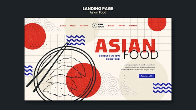 Free PSD hand drawn asian food template