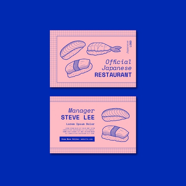 Hand drawn asian restaurant business card template