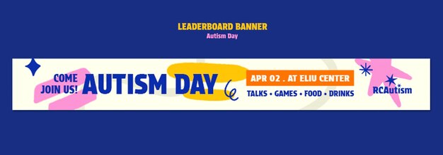 hand drawn autism day celebration leaderboard banner