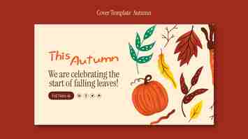 Free PSD hand drawn autumn cover template