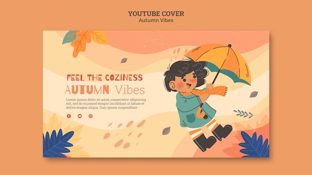 Free PSD hand drawn autumn design template