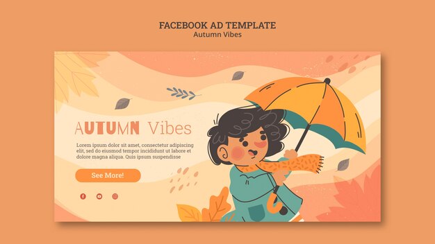 Free PSD hand drawn autumn design template