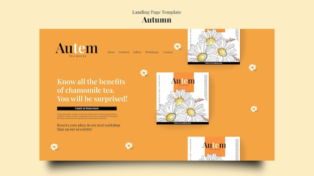 Free PSD hand drawn autumn season landing page