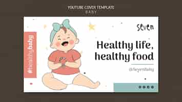 무료 PSD 손으로 그린 아기 건강 관리 유튜브 커버