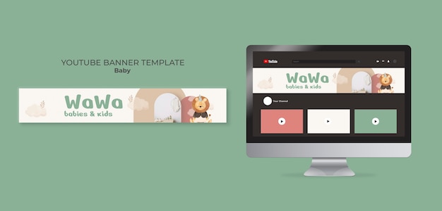 無料PSD 手描きのベビー用品の youtube バナー