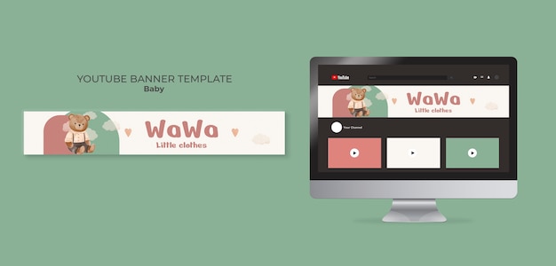 無料PSD 手描きのベビー用品の youtube バナー