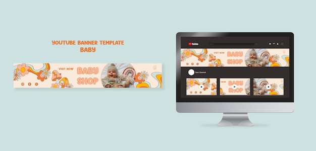 Free PSD hand drawn baby shop youtube banner