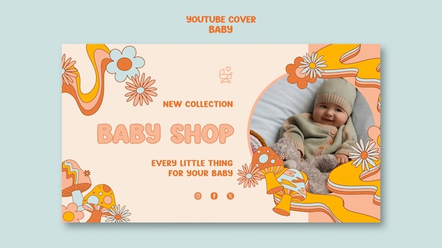 Free PSD hand drawn baby shop youtube cover