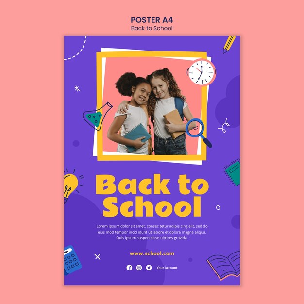 hand drawn back to school poster template