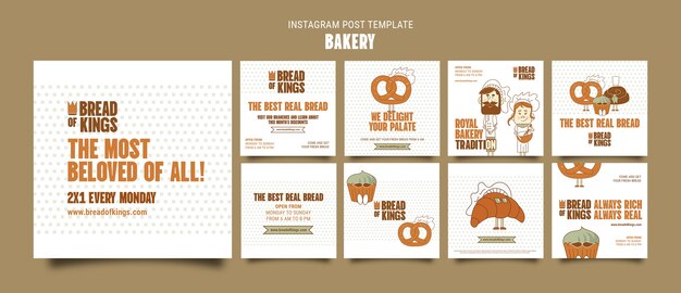 Hand drawn baked products instagram posts