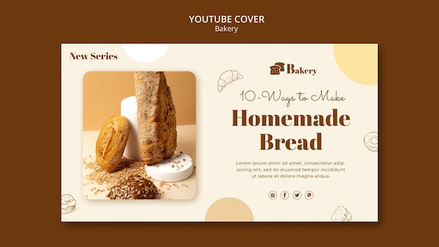 Hand drawn bakery concept youtube cover template