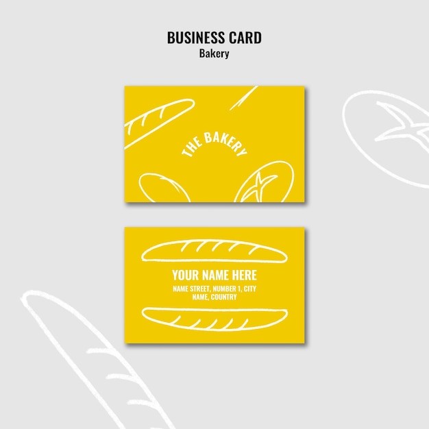 Free PSD hand drawn bakery products business card