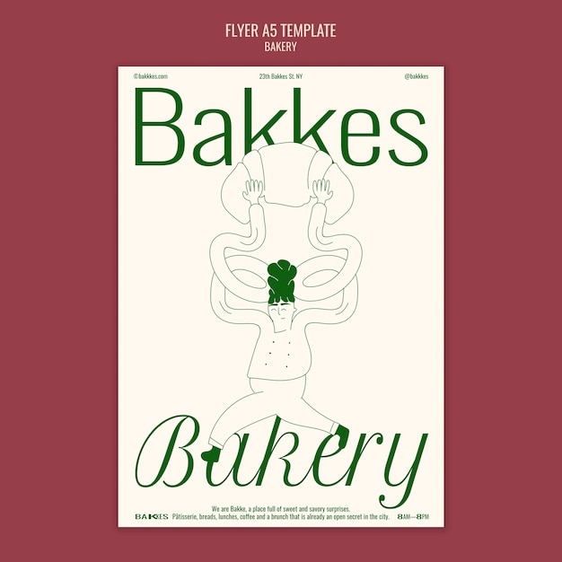 Free PSD hand drawn bakery products flyer template