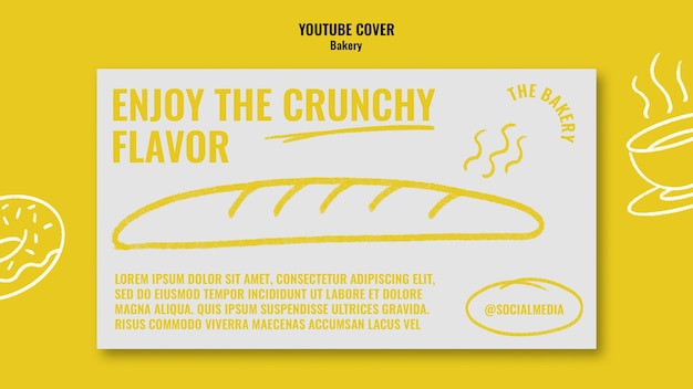 Free PSD hand drawn bakery products youtube cover