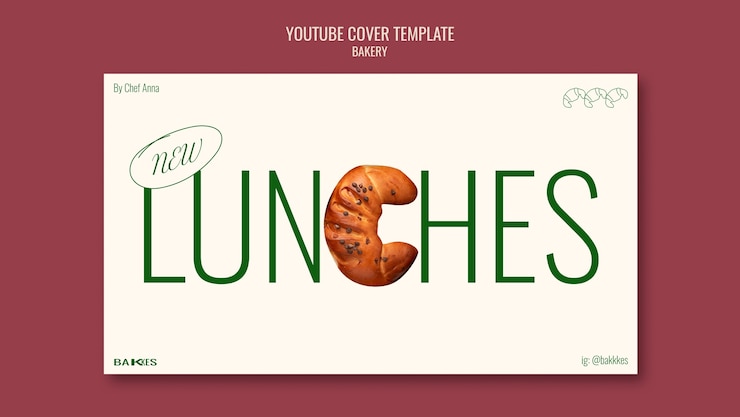 Free PSD hand drawn bakery products youtube cover