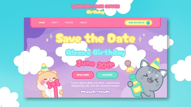 Hand drawn birthday celebration landing page