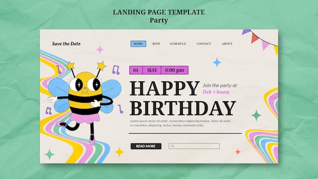 Hand drawn birthday party landing page